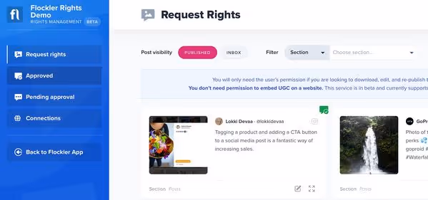 Approved post on the Flockler app