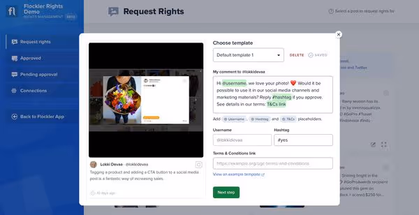 Creating a message to the user on the Flockler app