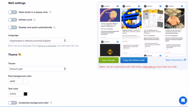 Configuring social wall