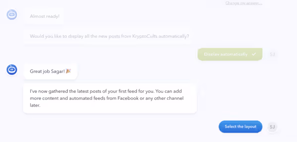 Select the layout of the social media feed