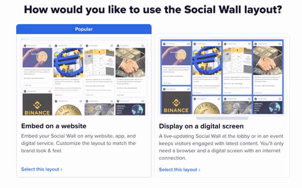 Social wall layout