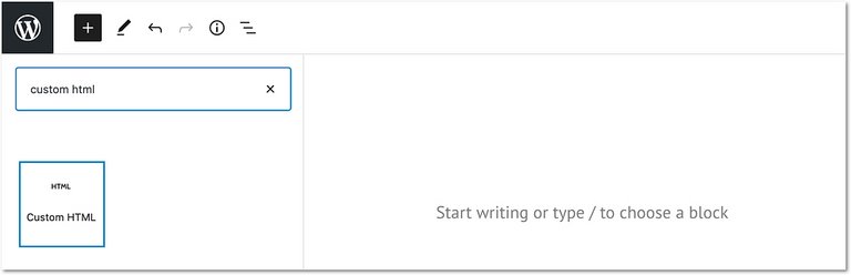 Hinzufügen des Custom-HTML-Elements im WordPress Gutenberg-Editor