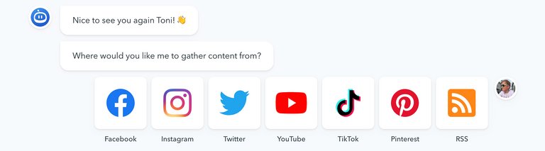 Auswahl der Content-Quelle in der Flockler-App