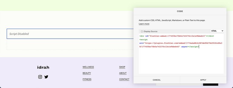 Hinzufügen des Flockler-Einbettungscodes zu Squarespace