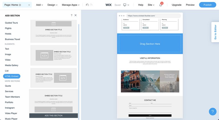 Einfügen eines Elements in Wix