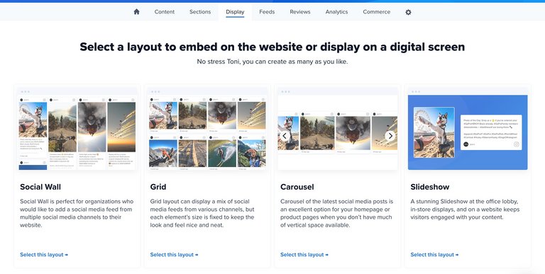 Layout-Optionen für Twitter-Feeds in der Flockler-App