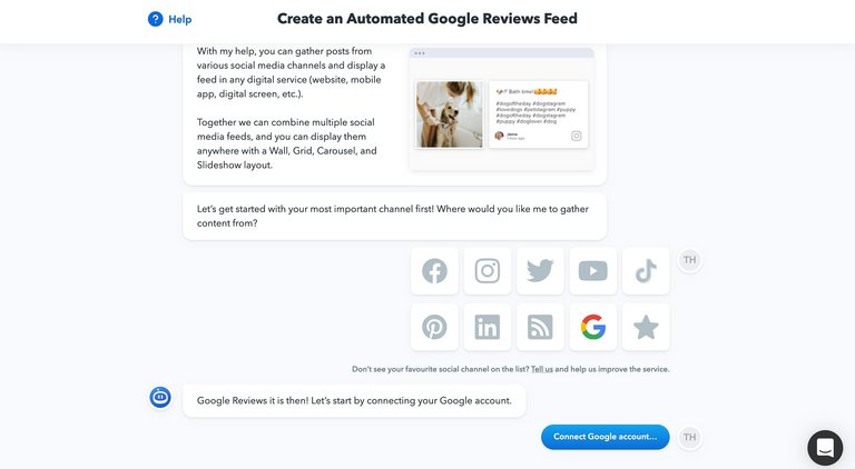 Auswahl einer Content-Quelle in der Flockler-App