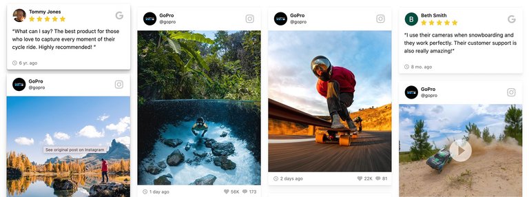 Eine Social Wand mit Google-Bewertungen und Instagram-Posts