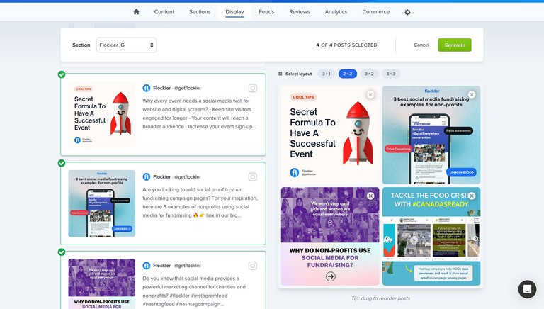 Auswahl von Beiträgen für den Instagram-E-Mail-Block