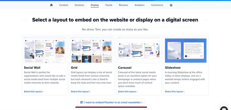 Auswählen eines Layouts in der Flockler-App
