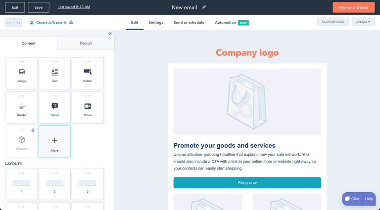 Hinzufügen von Elementen zu HubSpot-E-Mails