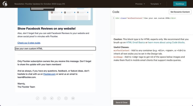 HTML-Element in MailChimp