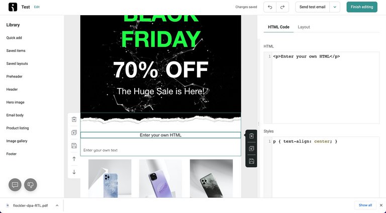 HTML-Editor von Omnisend