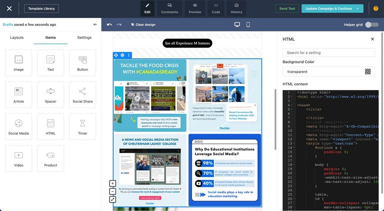 Instagram-Block im Moosend-Editor