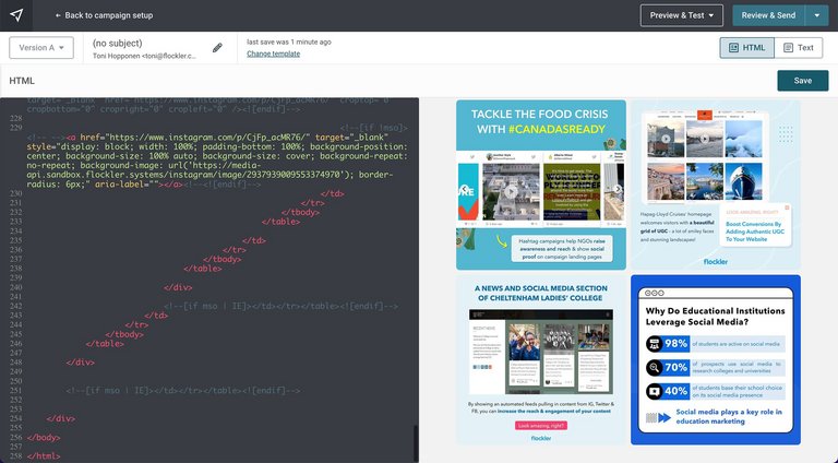 Instagram-Content-Block in Mailjet