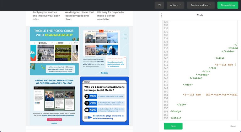 Instagram-Block in der MailerLite-E-Mail