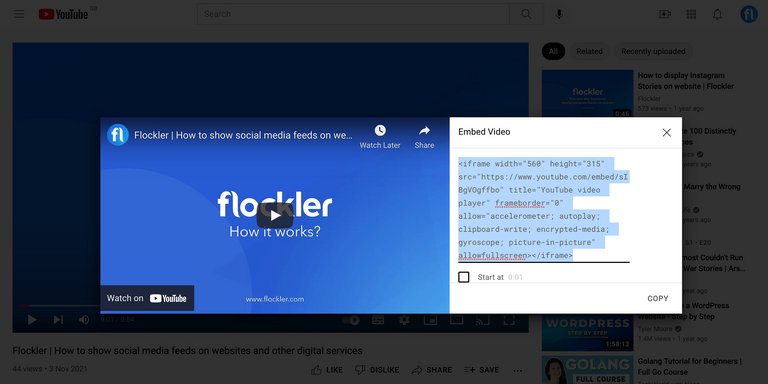 Beispiel eines Einbettungscode eines YouTube-Videos