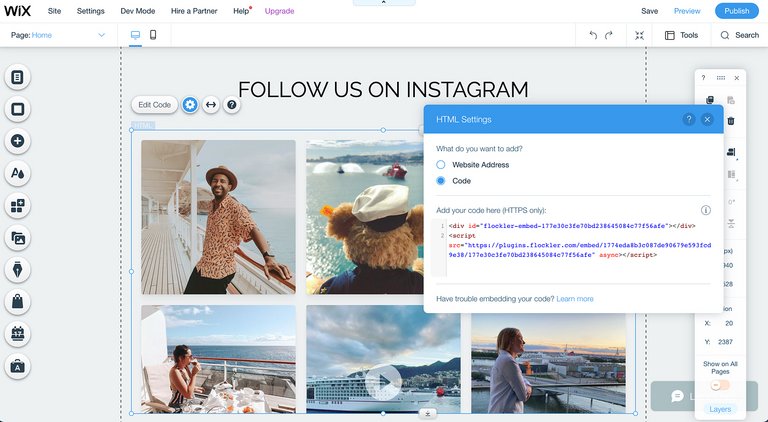 Instagram-Feeds in Wix einbinden: Seite aktualisieren