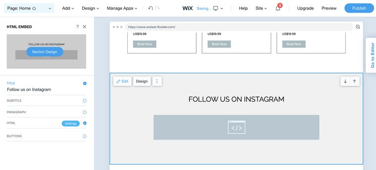 Instagram-Feeds in Wix einbinden: HTML bearbeiten