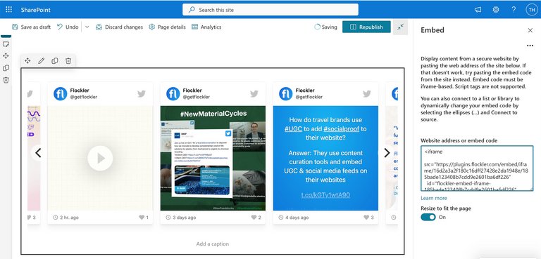 In SharePoint eingebundener Social-Media-Feed
