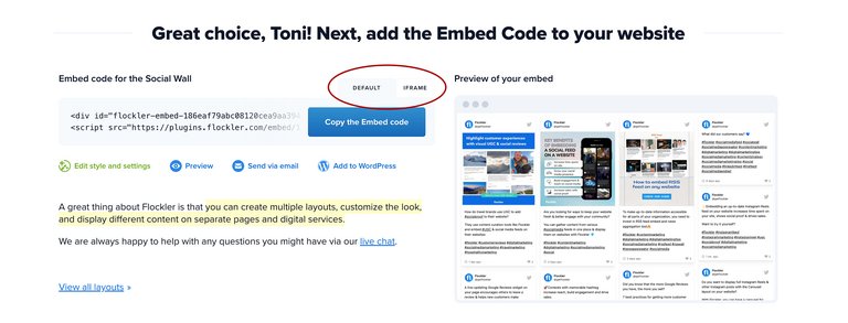Flocklers Einbettungscode für einen Twitter-Feed