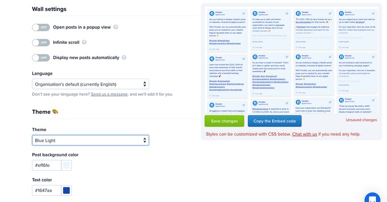 Bearbeiten von Layout und Look & Feel für den Twitter-Feed