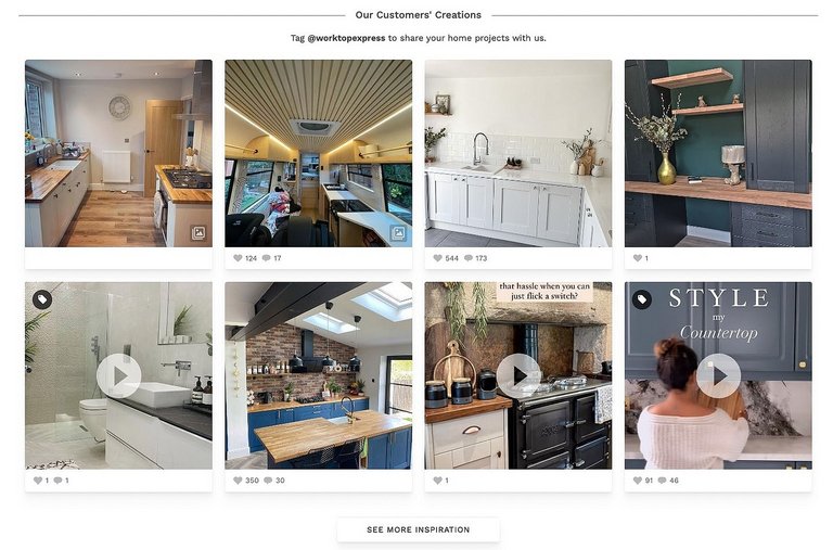 User-Generated Content von Worktop Express auf der Webseite