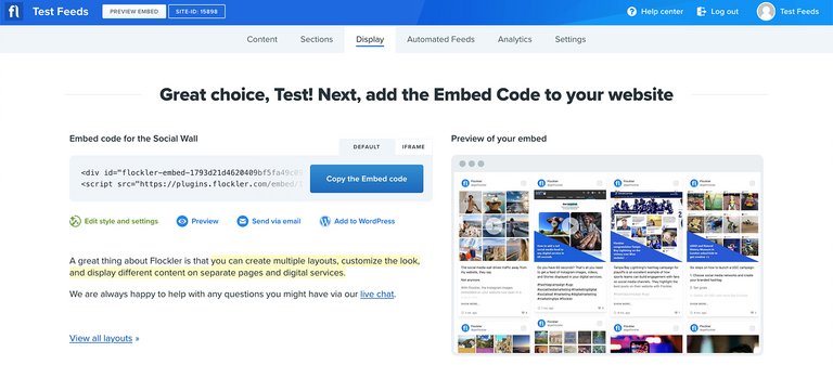 Ein Beispiel für einen Instagram-Feed-Einbettungscode
