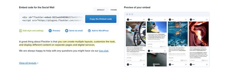 Beispiel für einen Facebook-Feed mit Social-Wall-Layout