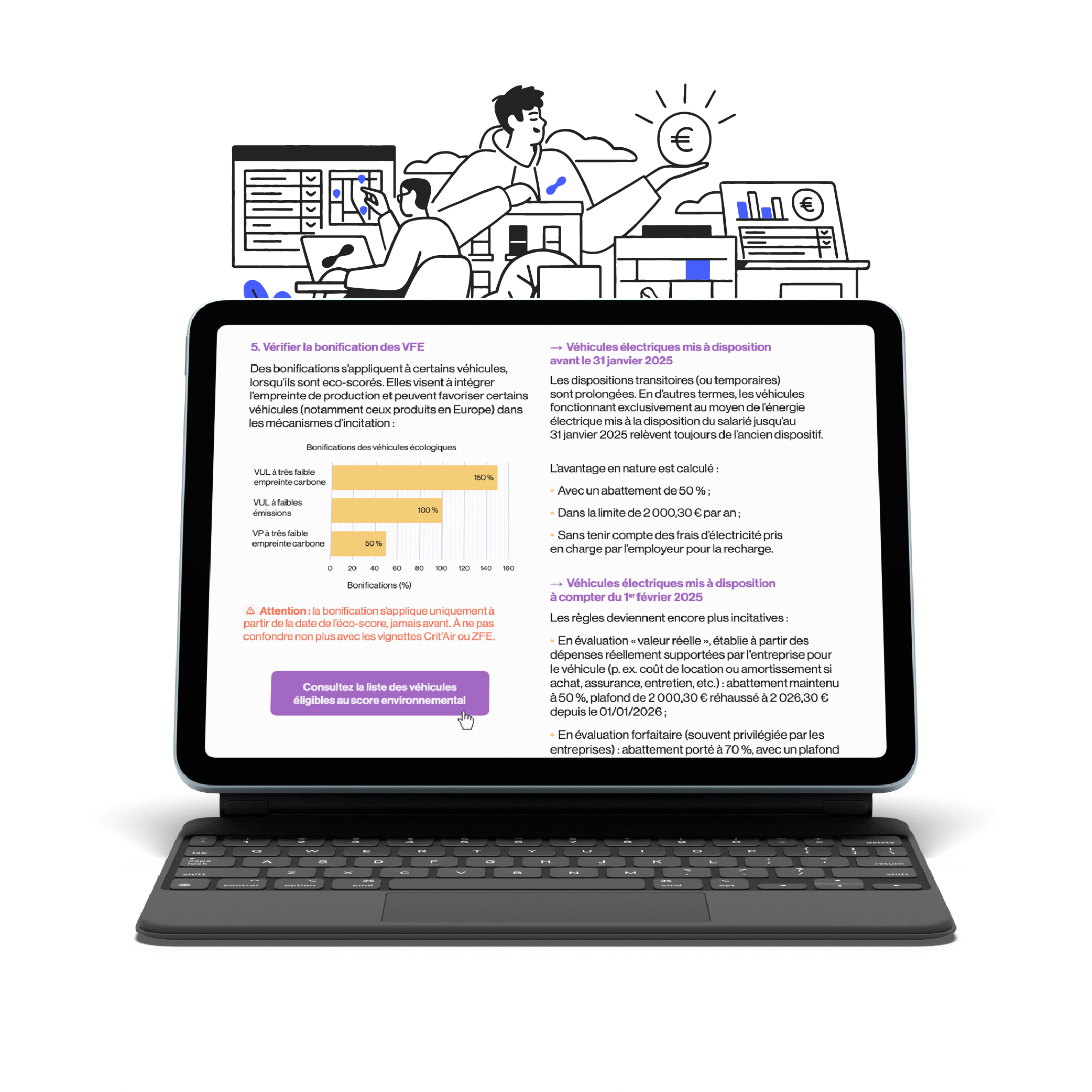 Tablet displaying guide for monetizing EV charging networks, featuring pricing models, value-added services, and strategic partnerships for business growth