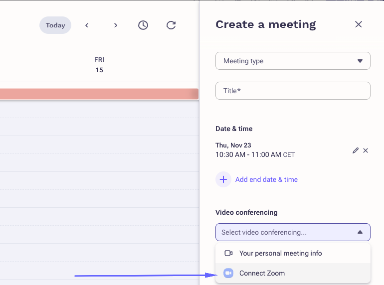 Meeting-creation-panel in-Outreach-with-the-option-to-connect-Zoom-for-video-conferencin