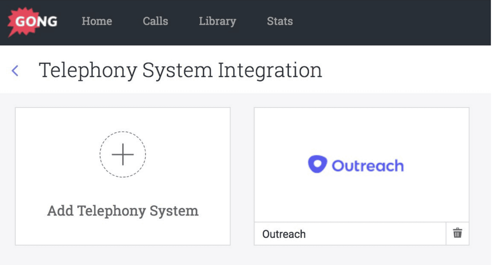 Gong telephony system integration with Outreach logo