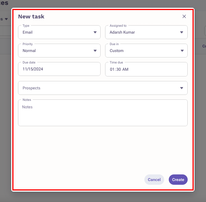 New task creation interface with options for due date and priority.