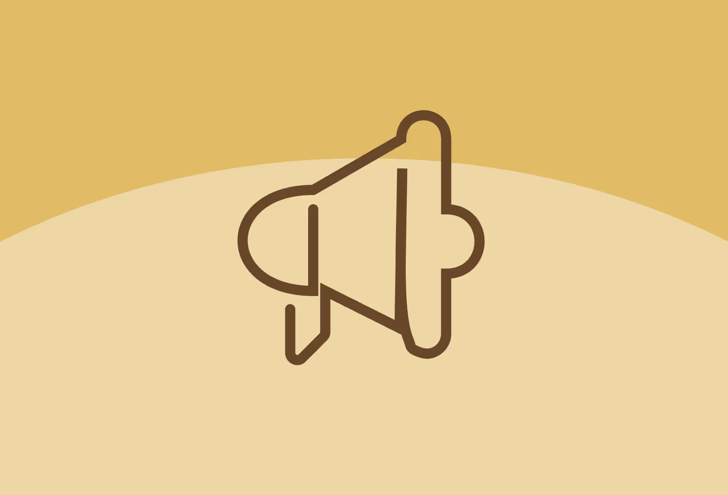 Mégaphone stylisé sur fond jaune, symbolisant la communication ou la sensibilisation.