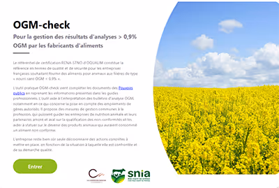 Interface de l’outil OGM-check pour la gestion des analyses OGM dans la fabrication d’aliments