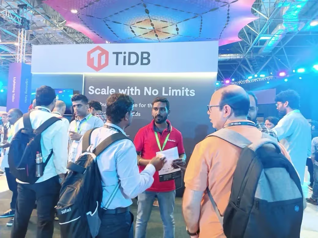 Fielding architecture questions at the TiDB booth