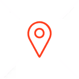 Red map pin icon with a circle in the center on a transparent background.
