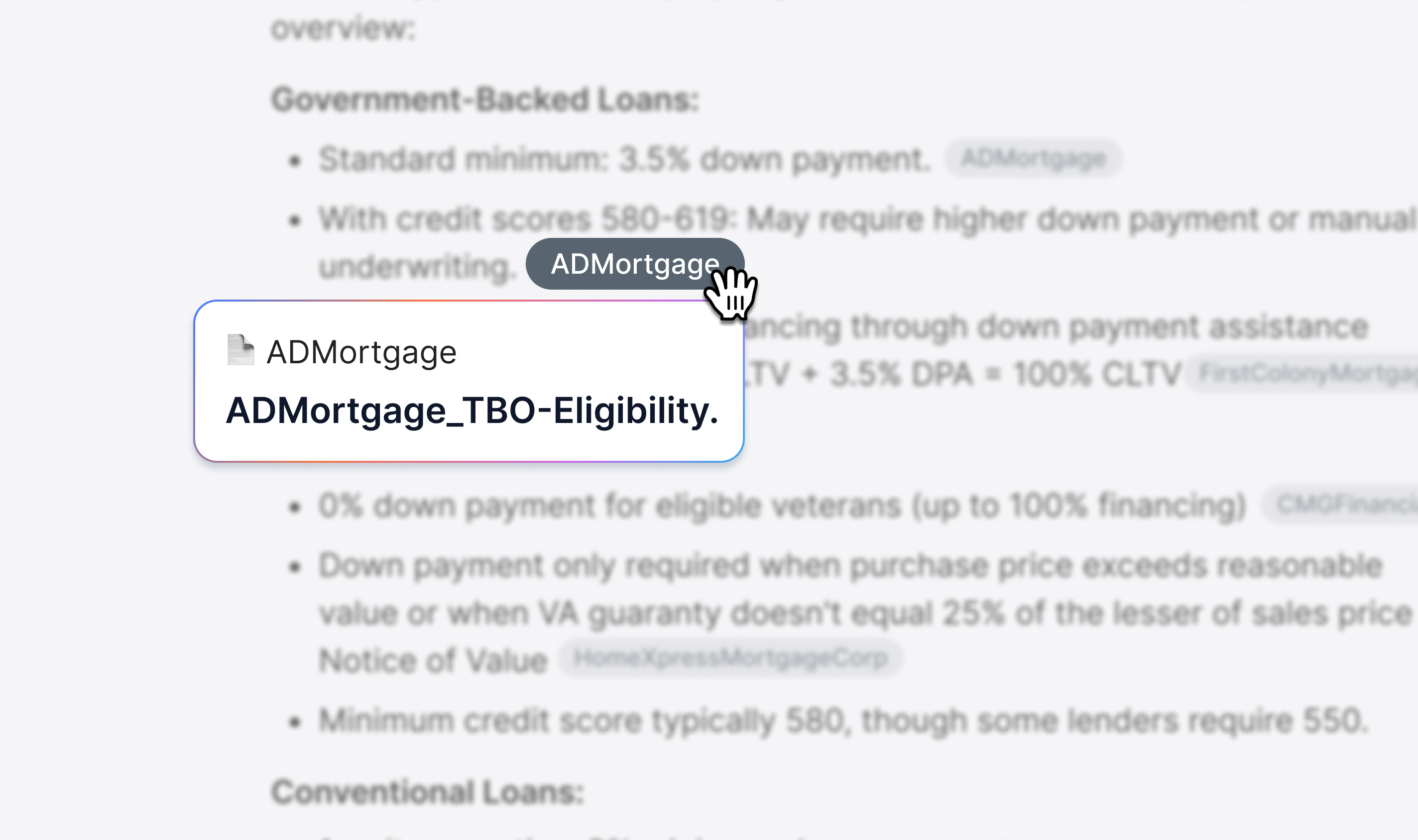 A screenshot of ai answers ui