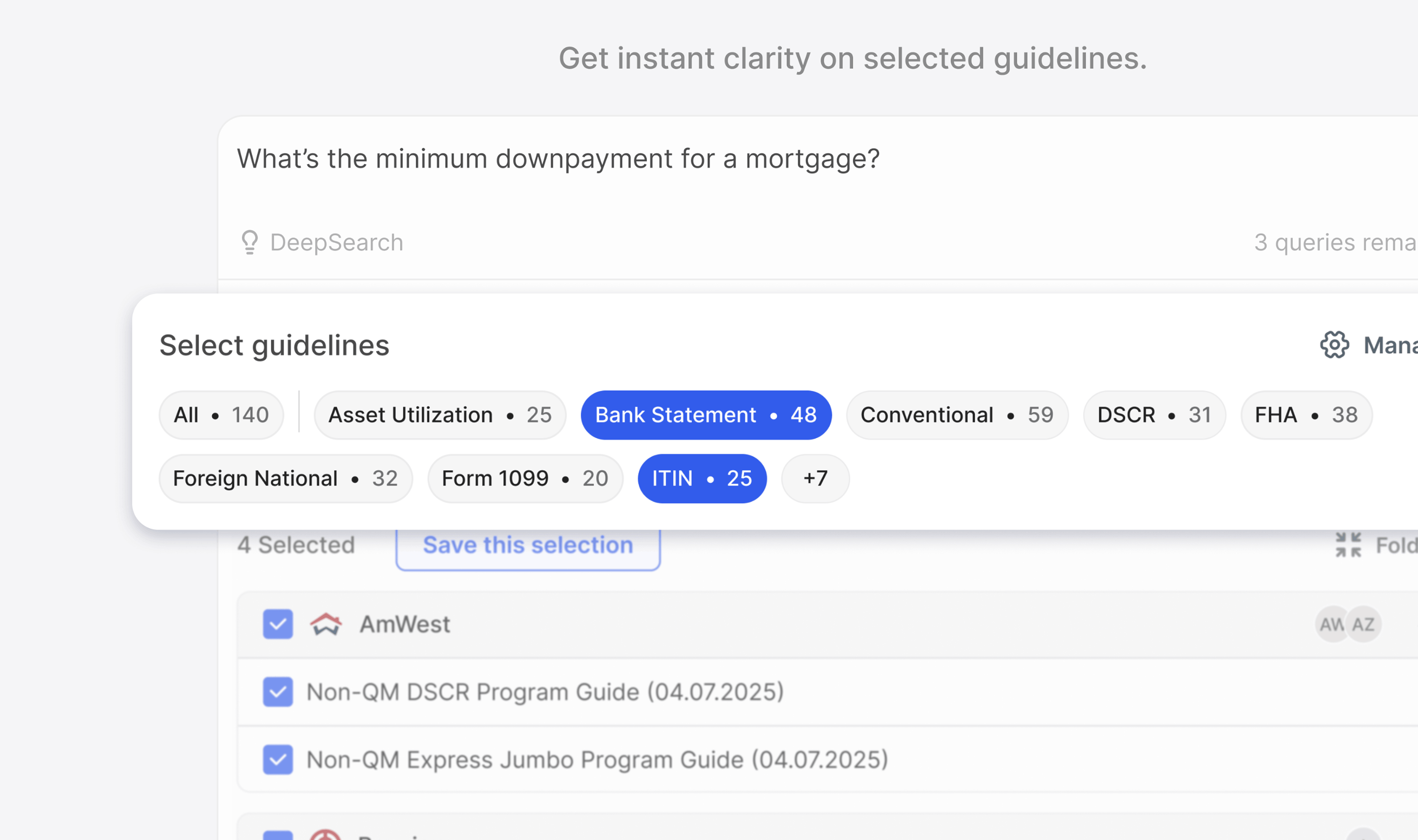 A screenshot of investor selection ui