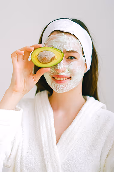 avocado place on womans face