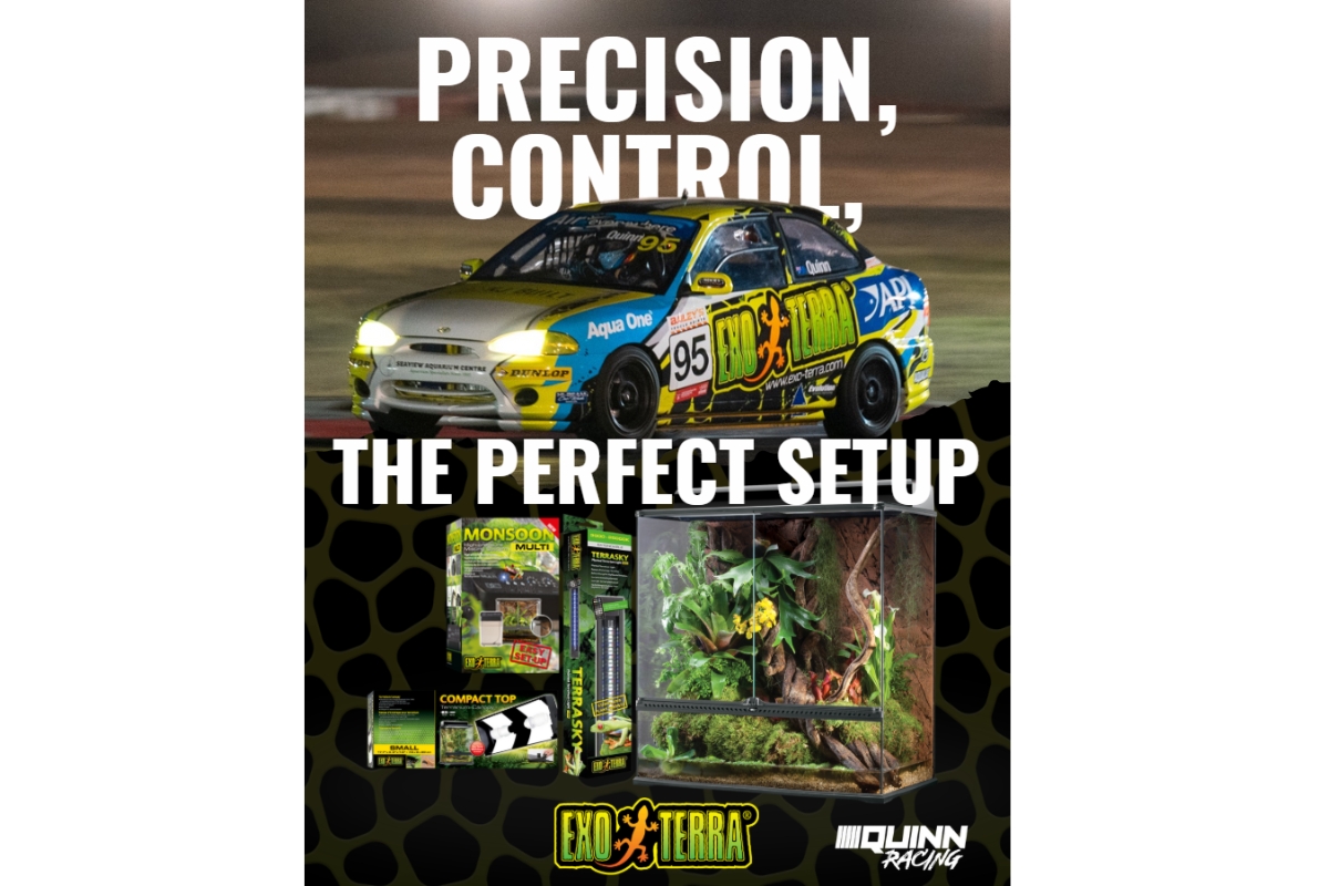Product association poster with race car