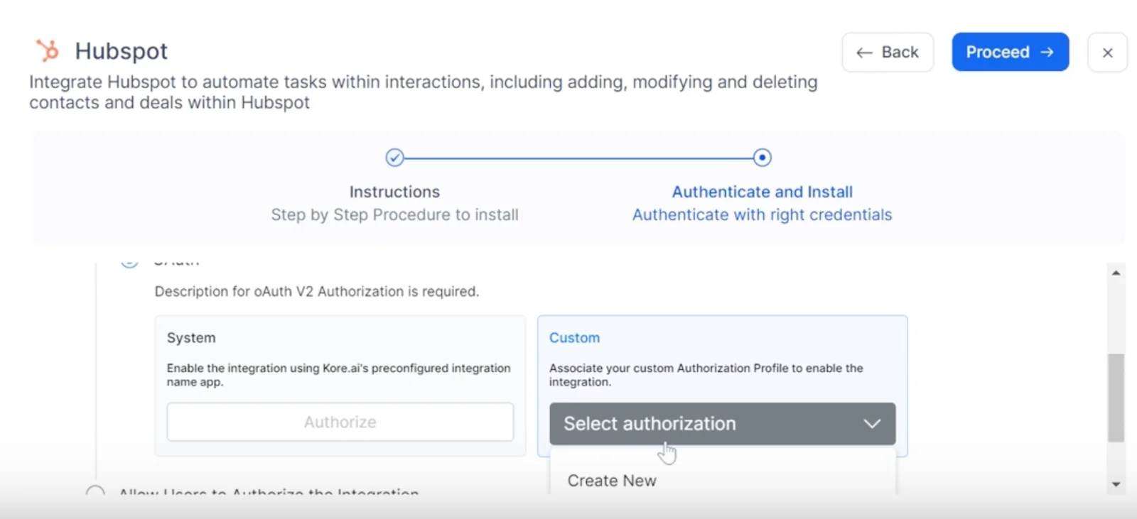 Authenticate and install on hubspot