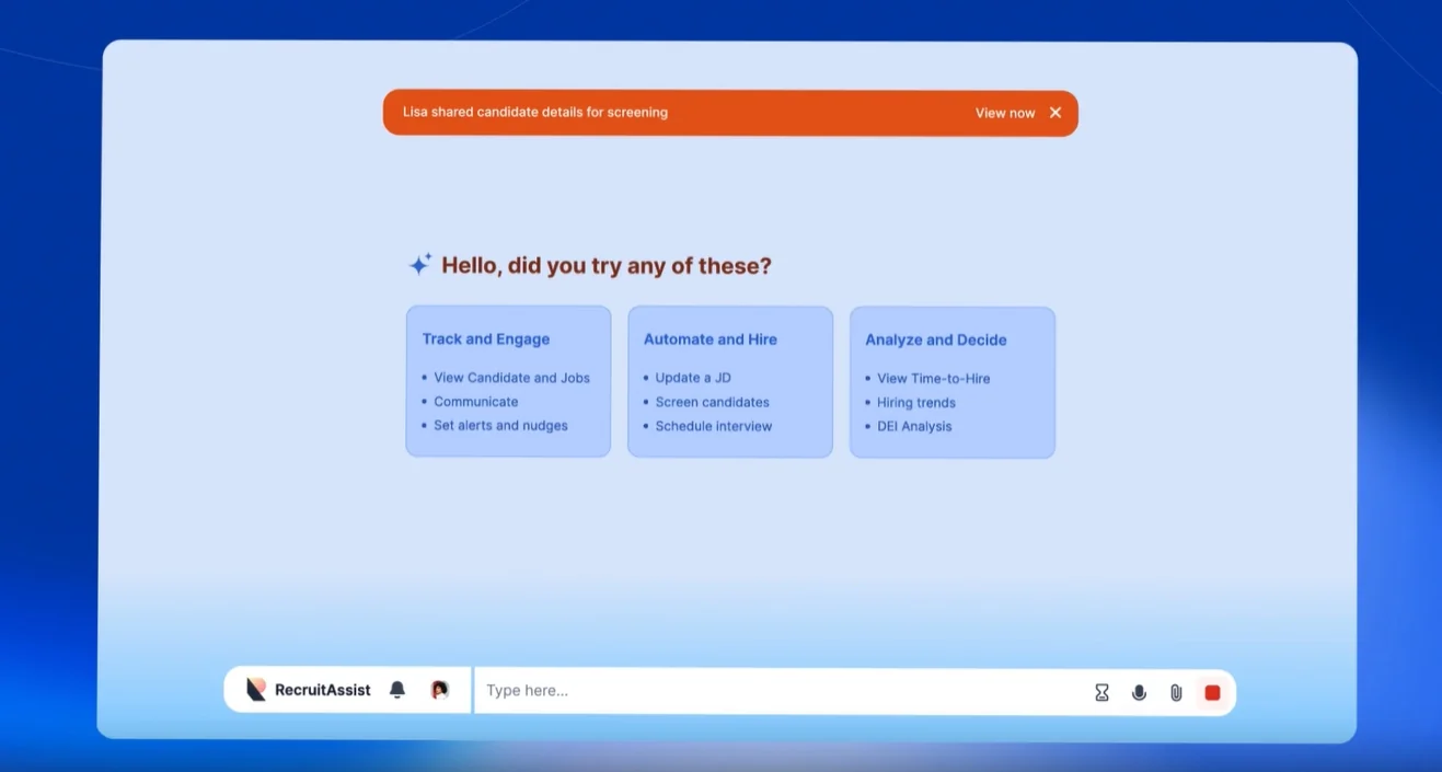 Recruit assist home screen.