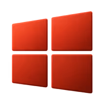 Red four-pane windows icon with a slight 3D effect and shadow.