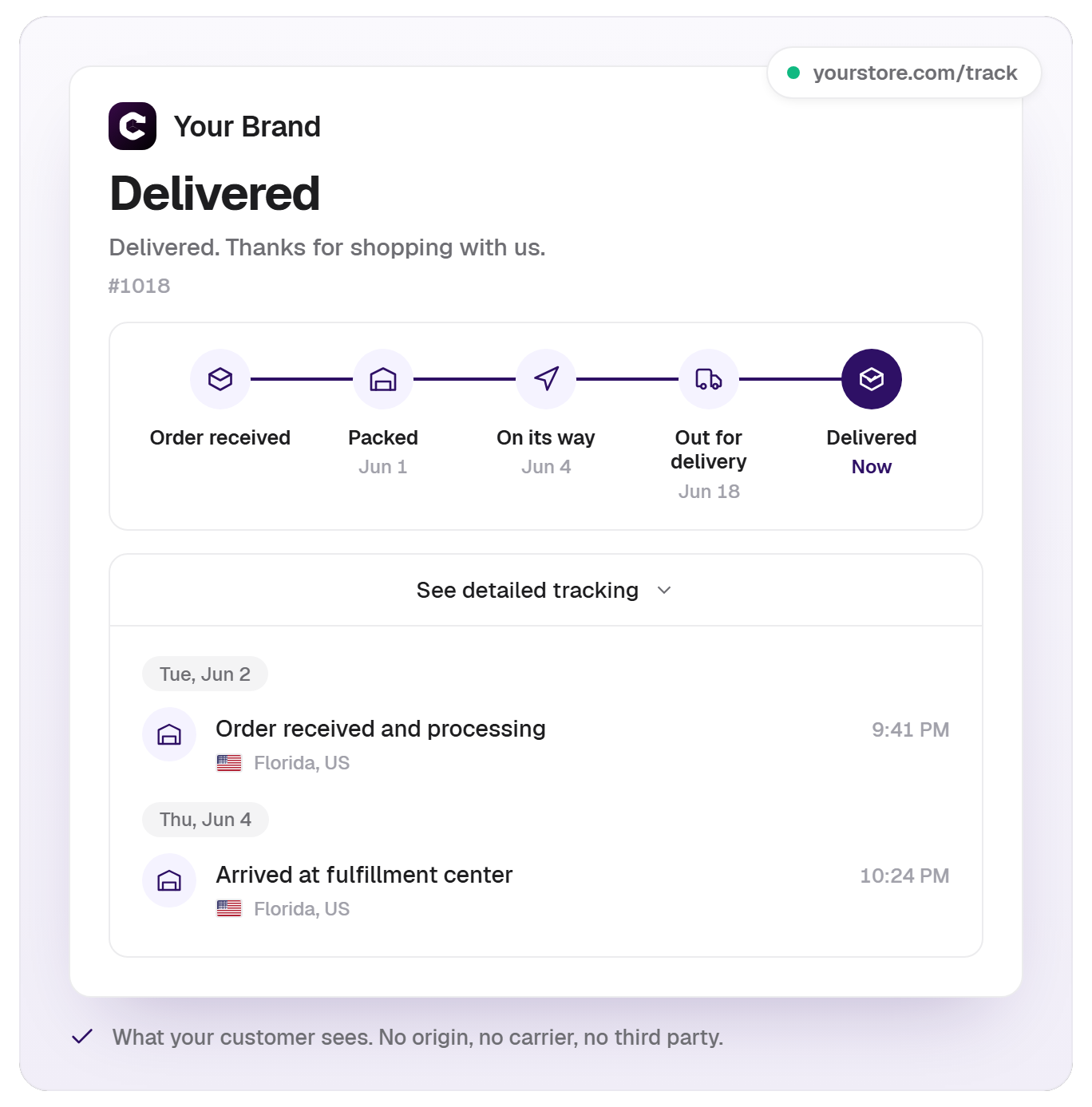 Branded customer tracking page