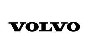 Logo Volvo avec le texte en majuscules noires sur fond blanc.