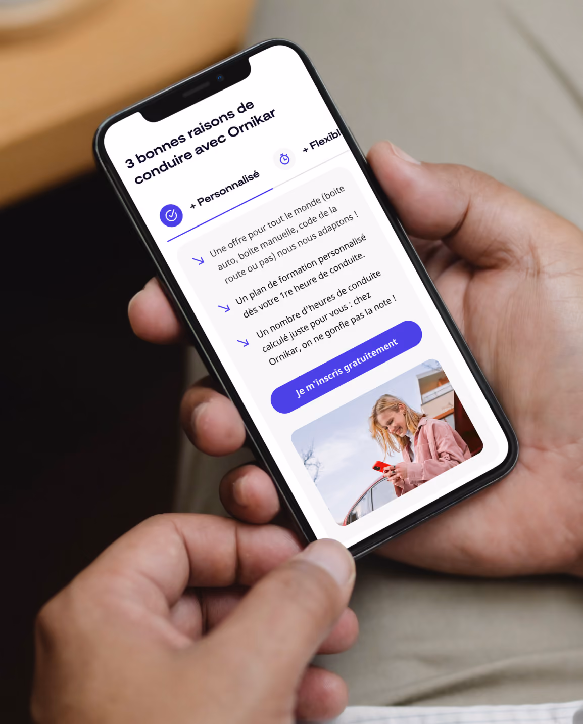 Ornikar landing page mockup iphone