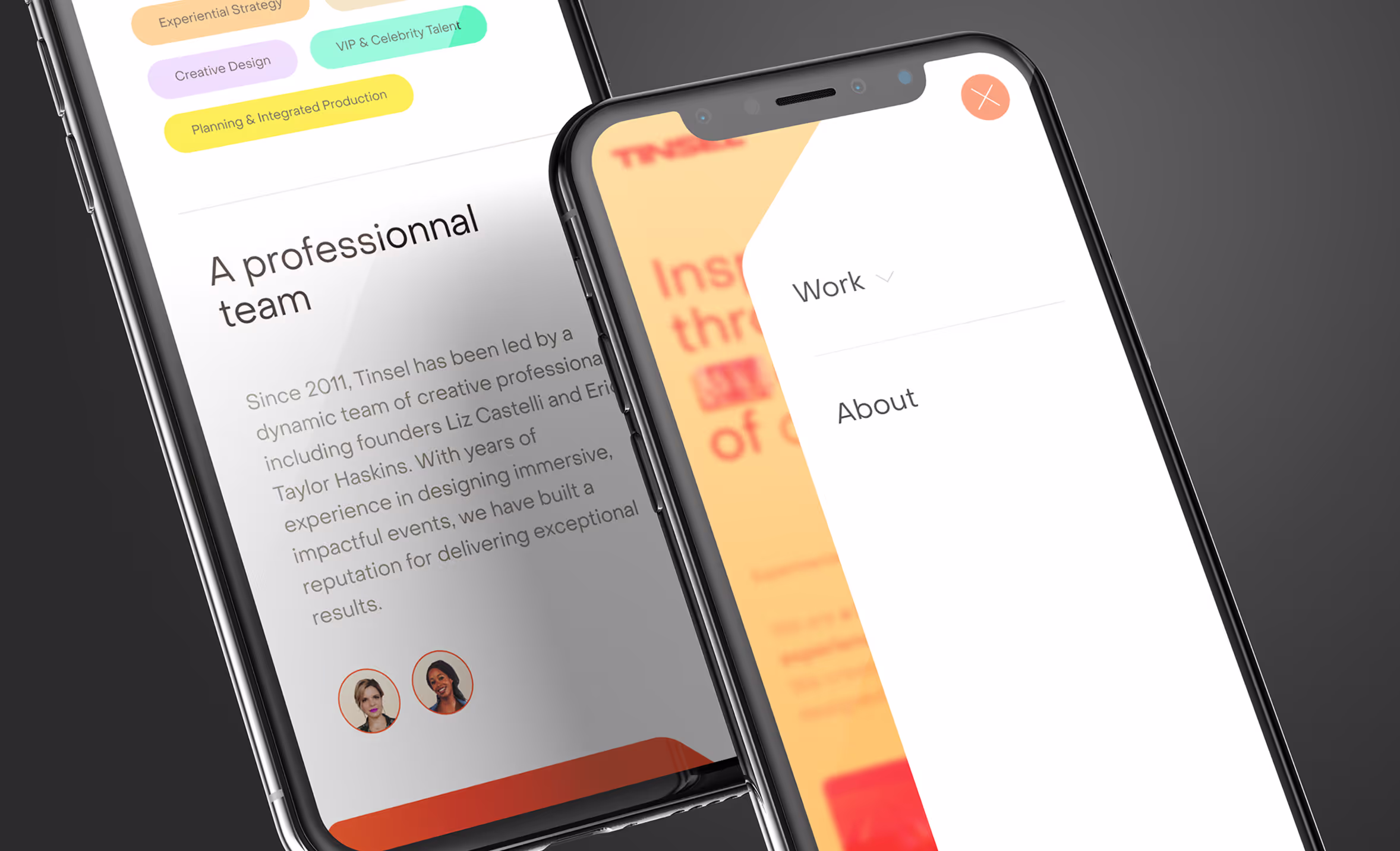Tinsel - Mobile mockup