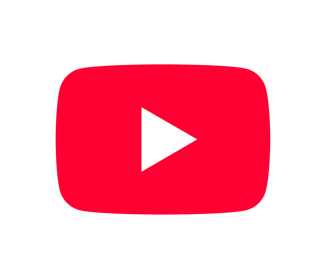 YouTube play button icon in red with white triangle.
