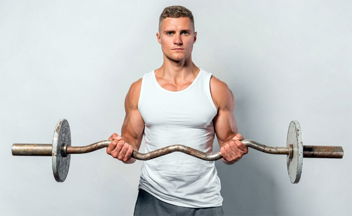 Man doing bicep curls